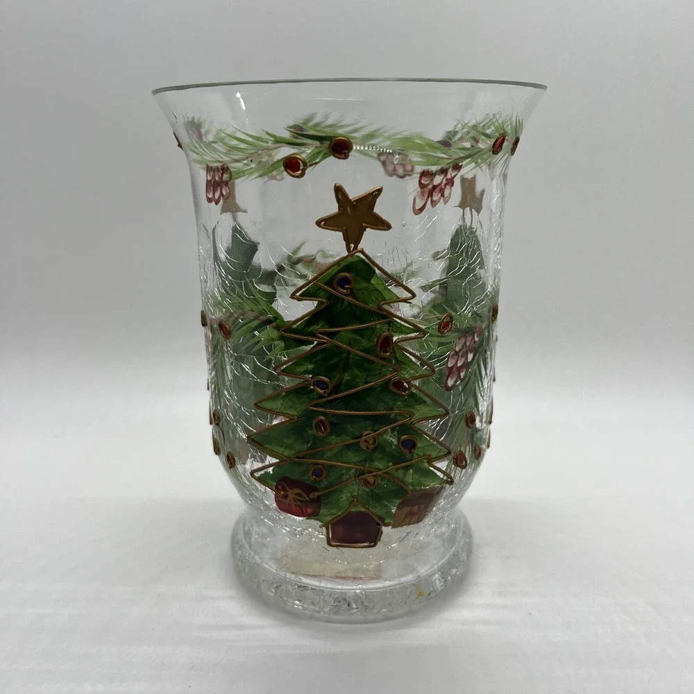 Fifth Avenue‎ Crystal Christmas Tree Hurricane Tea Light Pillar Candle Holder 6